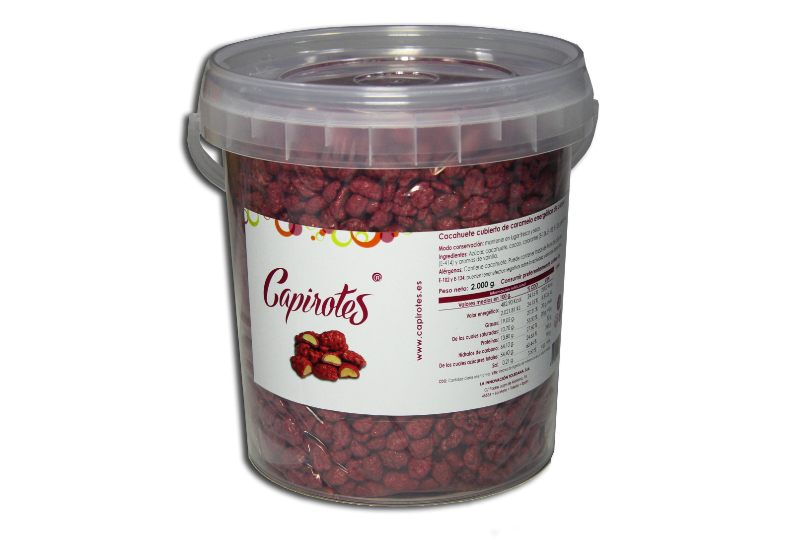 Cubo Original de 1 kg de cacahuetes garrapiñados de Capirotes