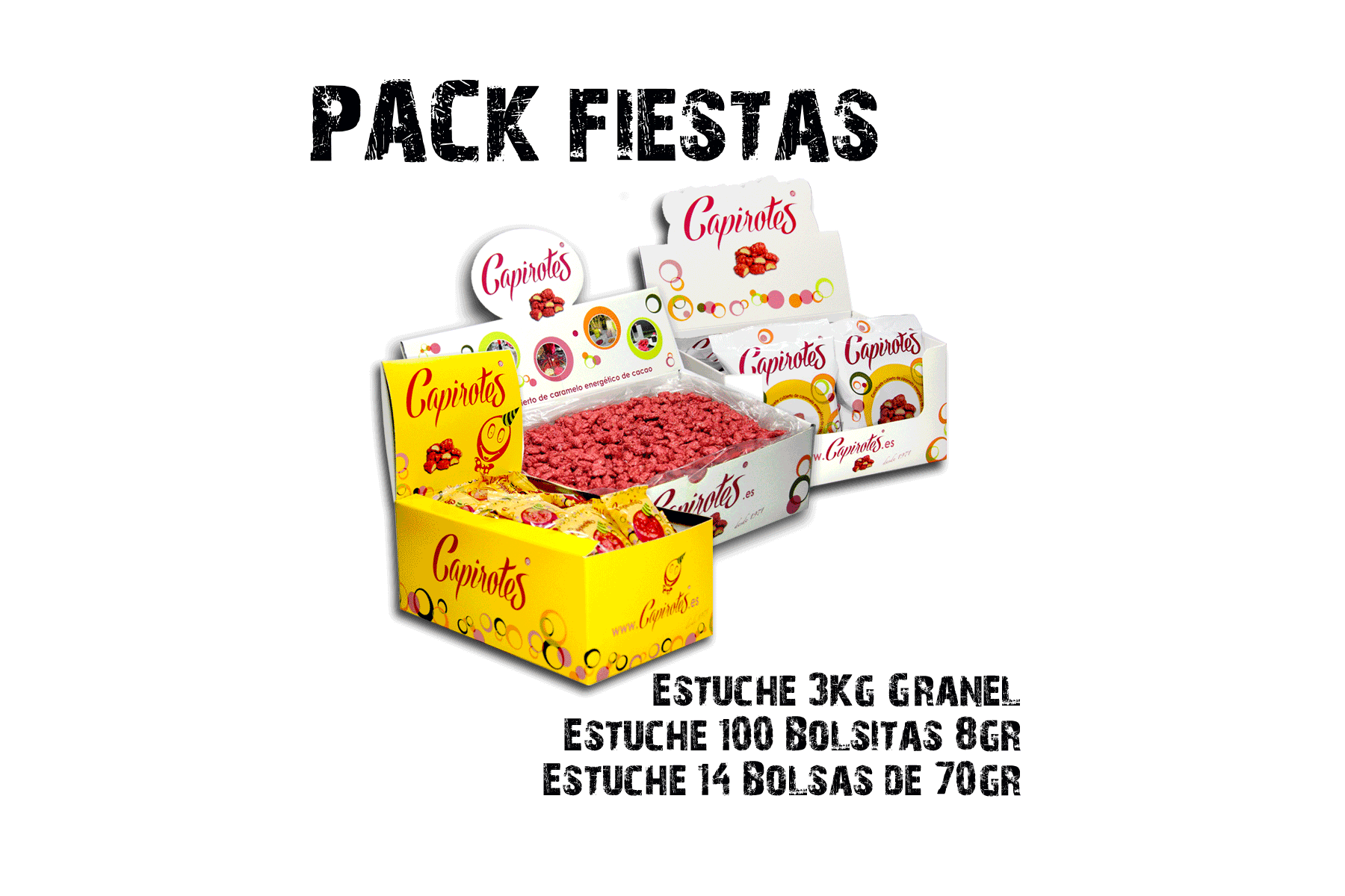 Pack Fiestas de cacahuetes garrapiñados con formatos para invitados y candy bar