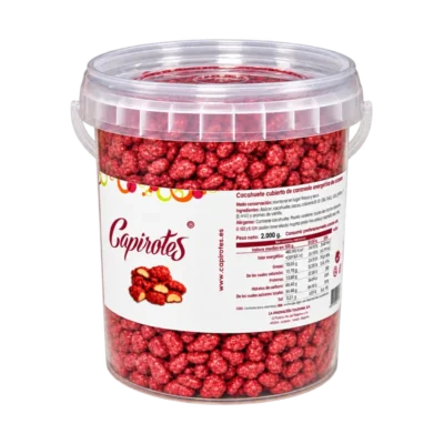 Cubo hermético de 2 kg de cacahuetes garrapiñados artesanos Capirotes con asa y precinto de seguridad