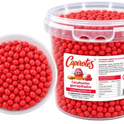 Cubo hermético de 2 kg de cacahuetes garrapiñados artesanos Capirotes Original sin gluten