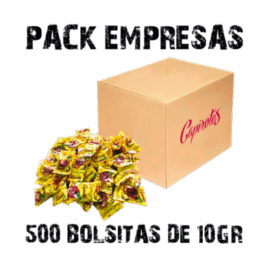 Pack de cacahuetes garrapiñados para empresas con caja de 500 bolsitas de 10 g