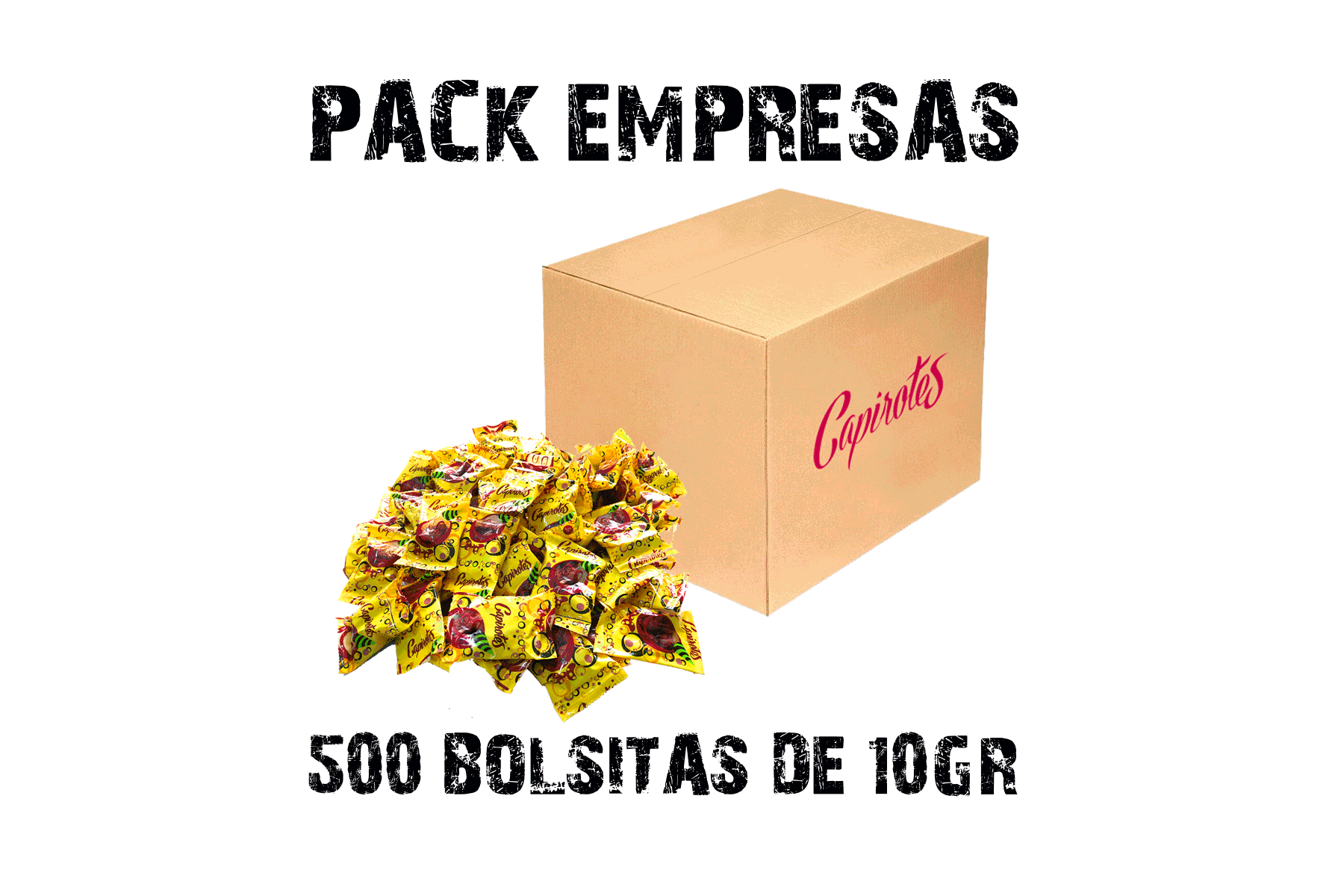 Pack de cacahuetes garrapiñados para empresas con caja de 500 bolsitas de 10 g