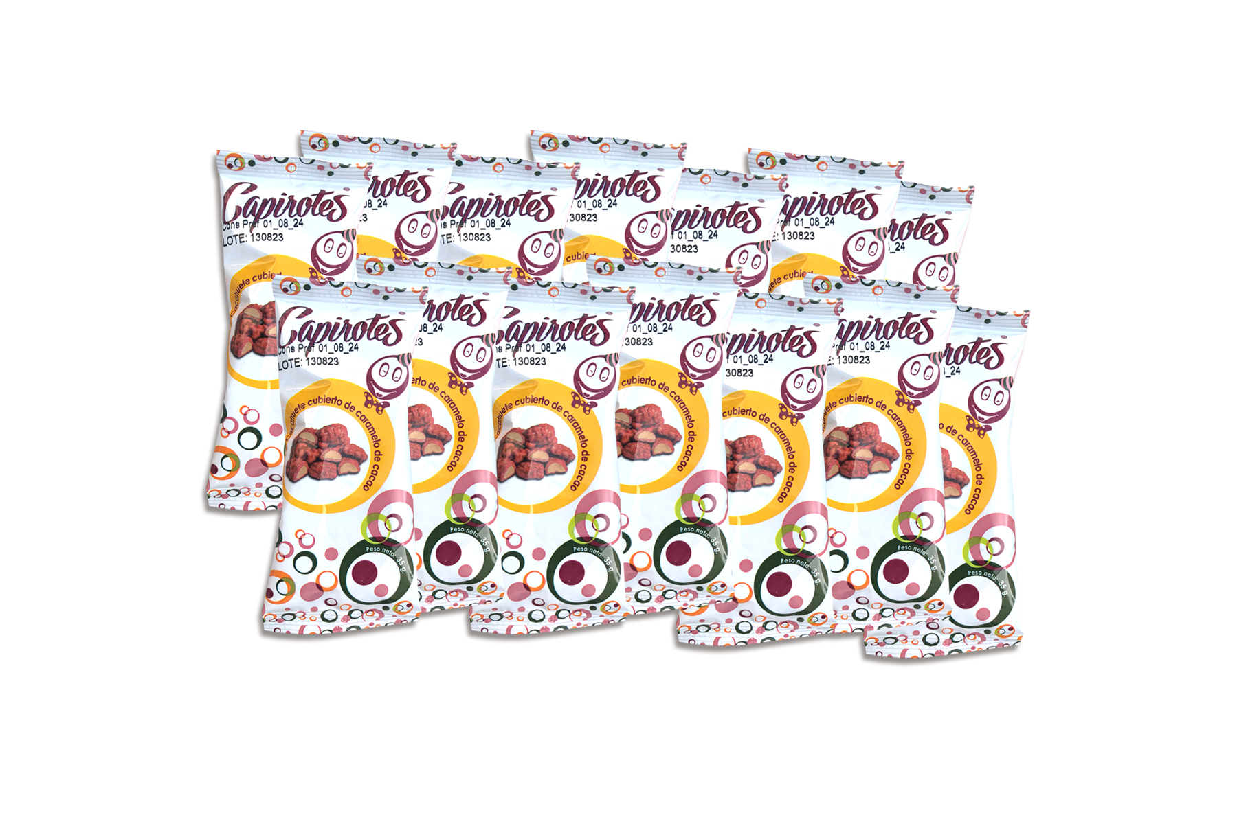 Pack Original de 14 bolsas de 35 g de cacahuetes garrapiñados de Capirotes