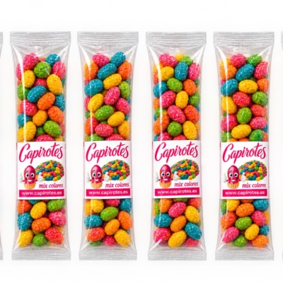 Pack de 6 bolsas de 95 g de cacahuetes garrapiñados Capirotes Mix Colores sin gluten