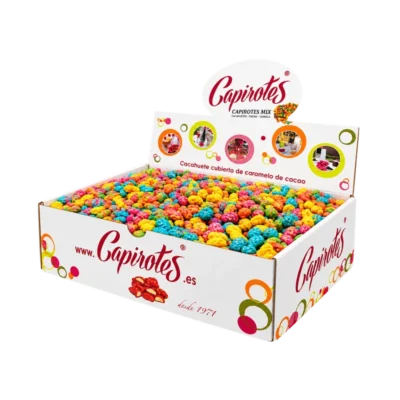 Caja estuche de 3 kg de Capirotes Mix Colores a granel, cacahuetes garrapiñados de colores para tiendas y eventos