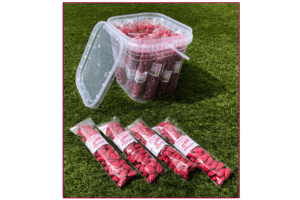 Cubo de 24 bolsas de almendras garrapiñadas artesanales