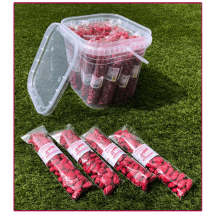 Cubo de 24 bolsas de almendras garrapiñadas artesanales