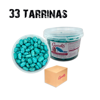 Pack Blue de 33 tarrinas de 160 g de cacahuetes garrapiñados de Capirotes
