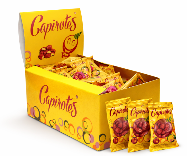 Estuche de Capirotes con bolsitas individuales de 10gr de cacahuetes garrapiñados de cacao